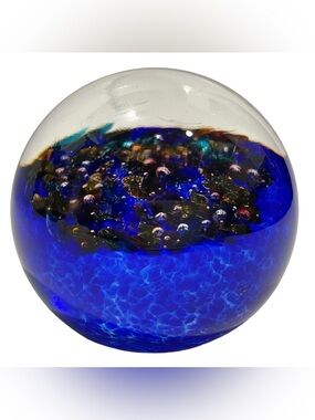 Vintage 1980s Robert Held Signed Art Glass Paperweight Multicolored "Jewel"